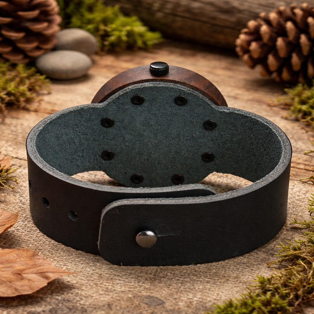 Doğal ceviz ağacından üretilmiş el yapımı tasarım kadın saati.