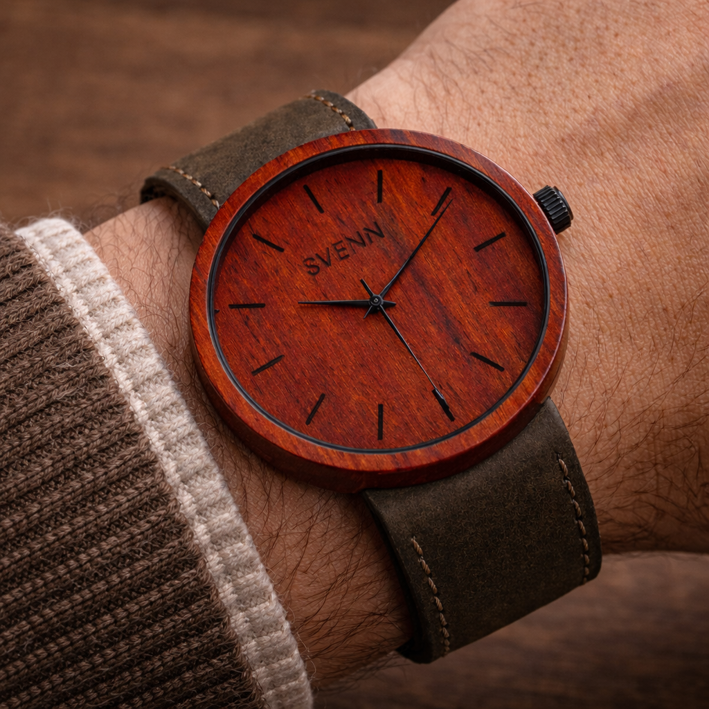 Terra Darkbrown ahşap saat koleksiyonu: Doğadan gelen zarafet ve manevi hediye seçeneği.