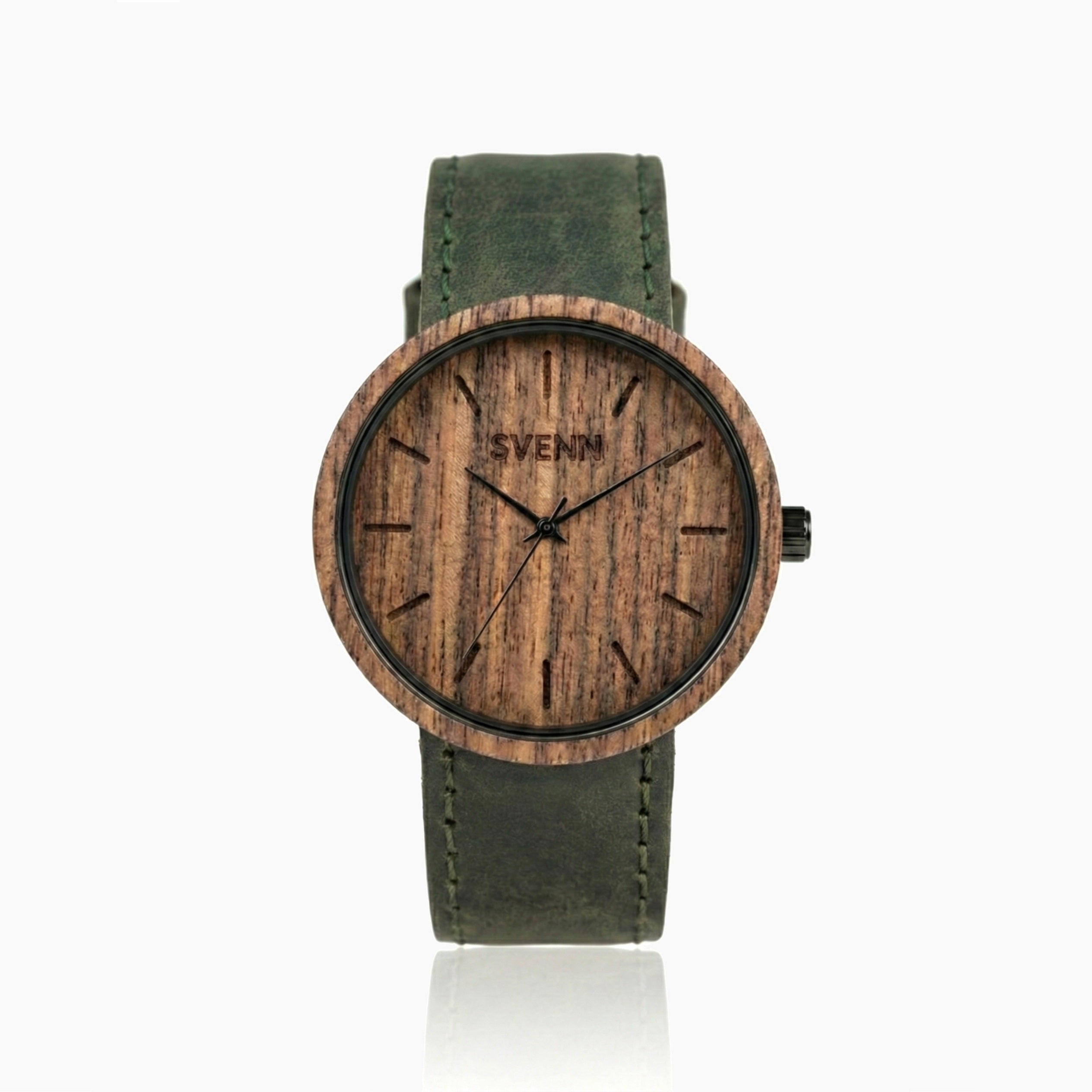 Sade güzellik seven kadınlara özel tasarlanmış minimalist Aura Khaki ceviz ağacı sade kadın saati.