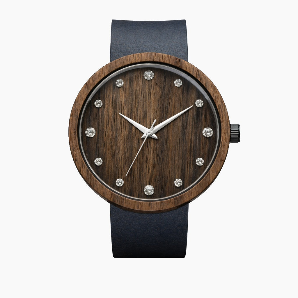 SVENN Shiny Keoke ceviz ağacı kadın kol saati, ahşap kordon ve zarif kadran detayları.