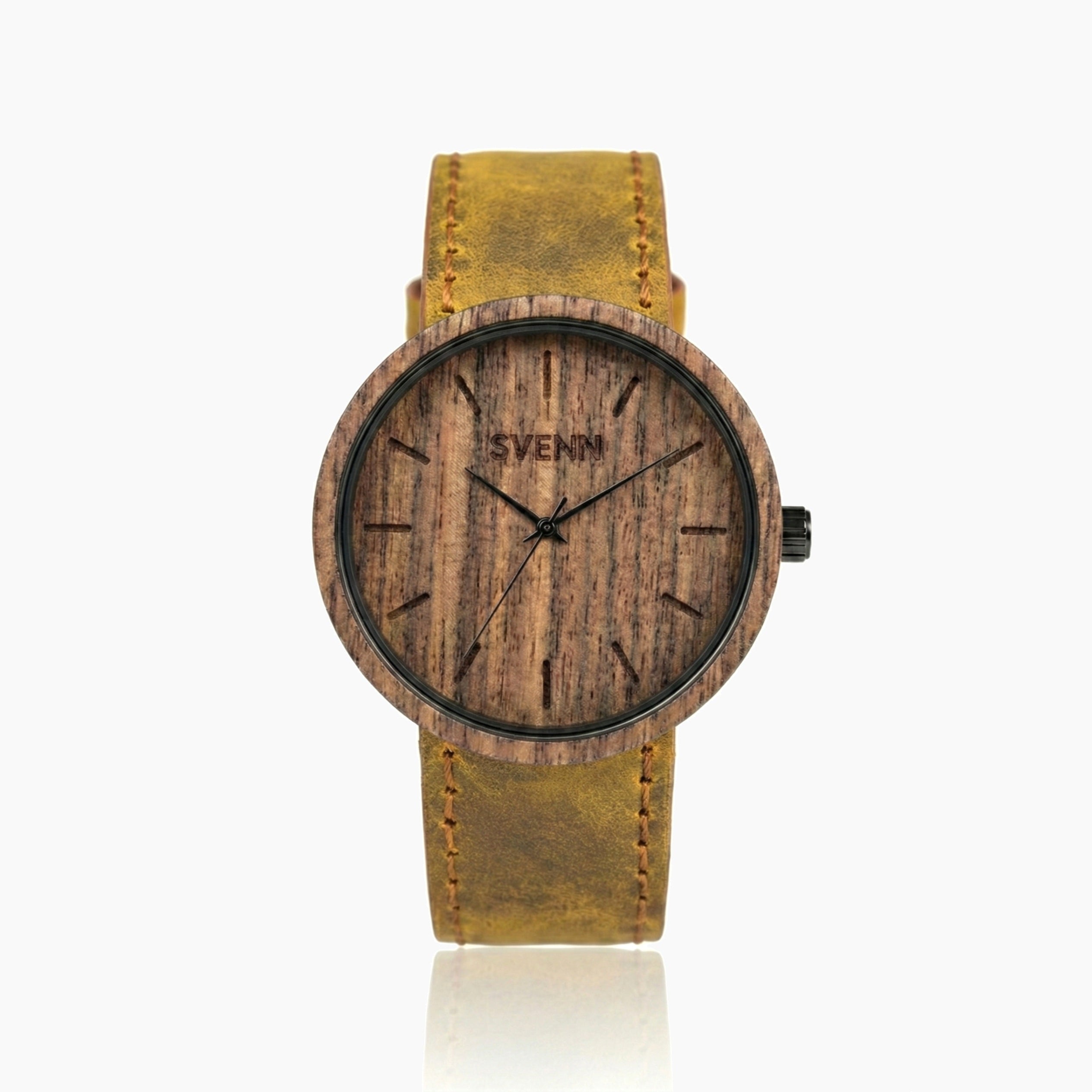 Sevgiliye sıcak ve samimi bir doğum günü hediyesi arayanlar için özel tasarım Svenn Terra Curry ceviz ağacı erkek kol saati.
