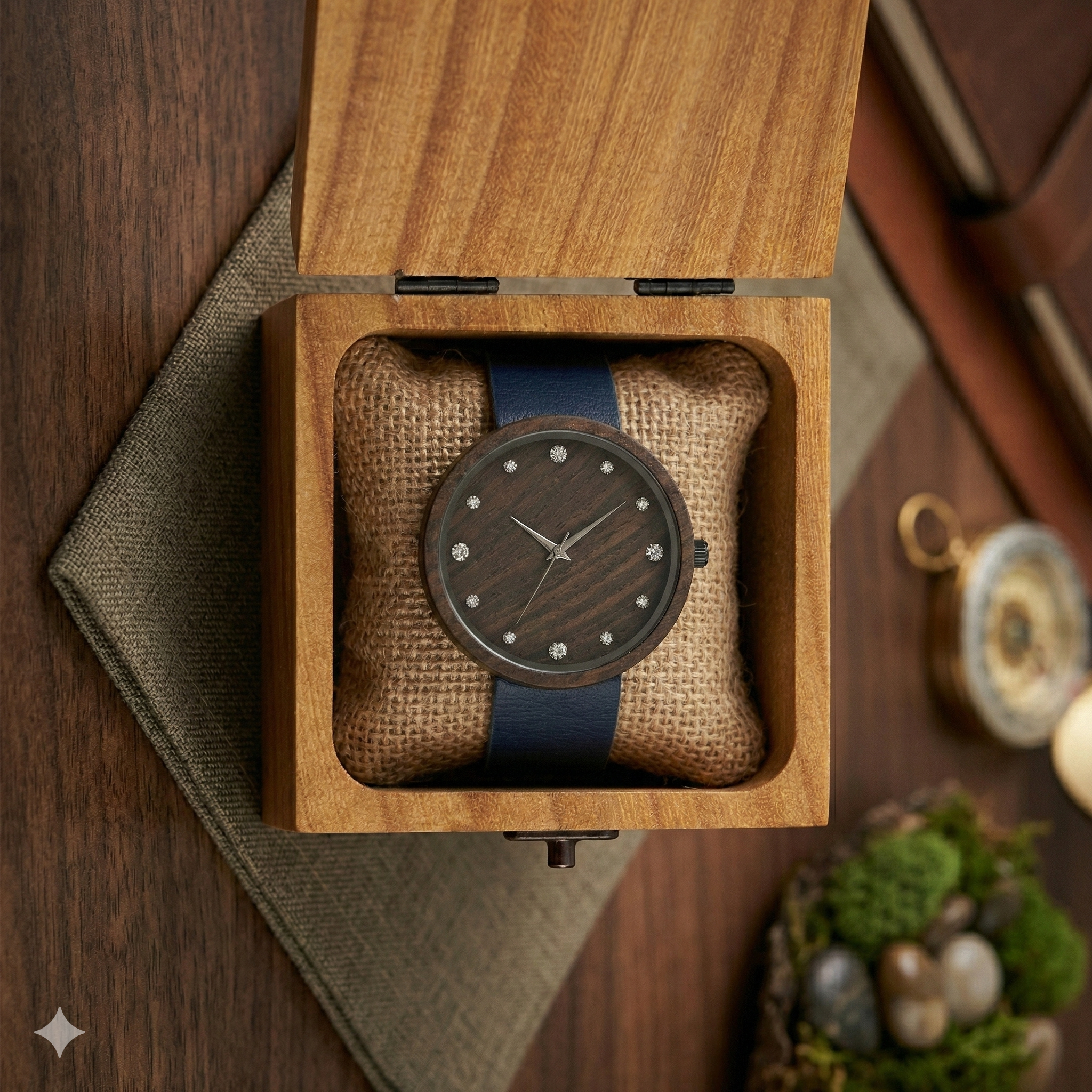 Ceviz ağacının pürüzsüz dokusunu yansıtan, ahşap hediye kutusu opsiyonu ile arkadaşınız için çok özel  bir hediye SVENN ahşap saat.