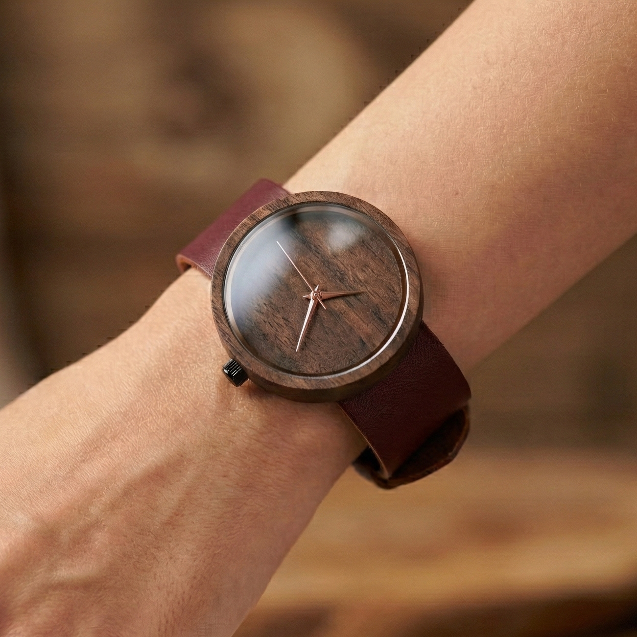 Retro tasarımlı PURE GAELIC kadin kol saati, ceviz ağacı kasa