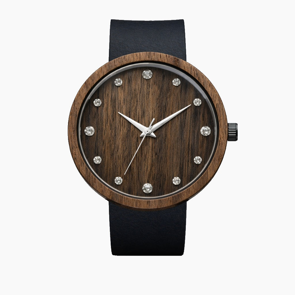 Svenn Shiny Doppio model ceviz ağacı kadın kol saati, bilekte şık ve gösterişli saat duruşu.