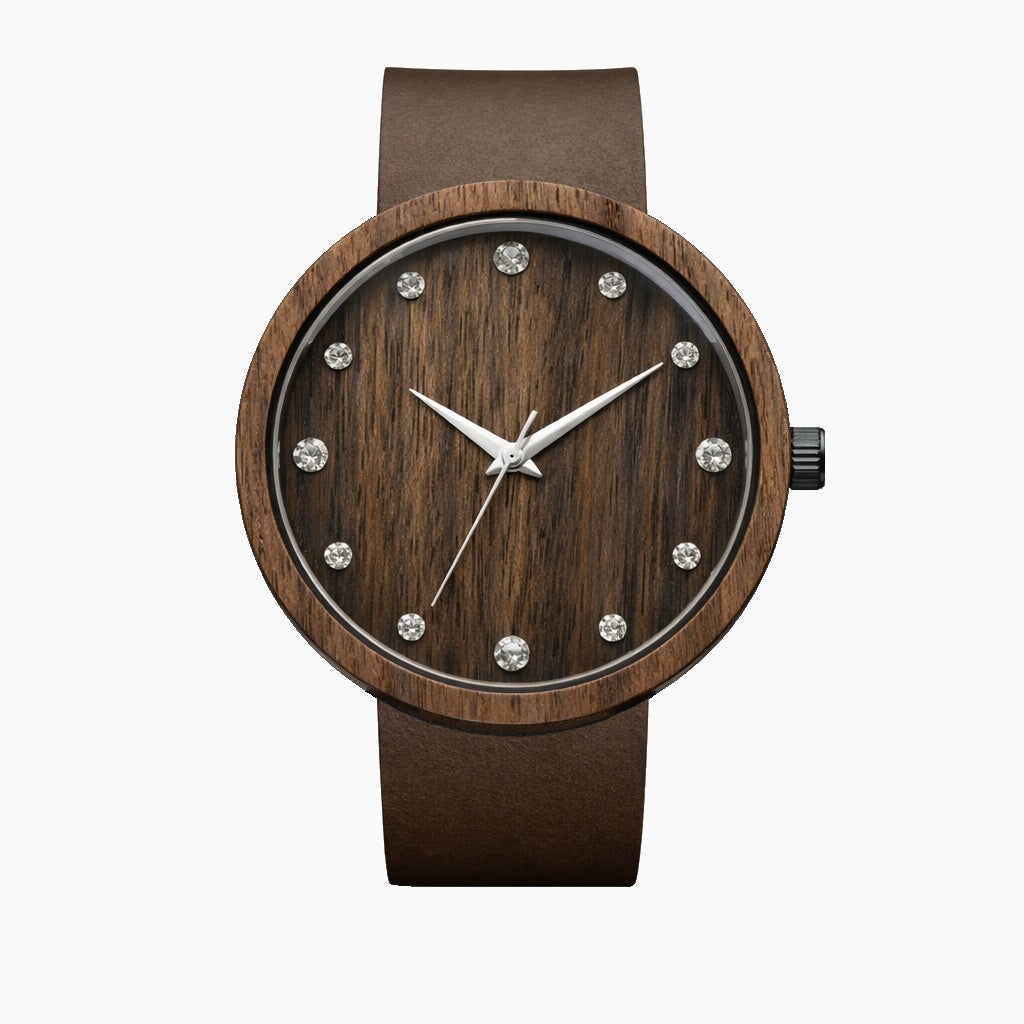 SVENN Shiny Mocha Parlak Detaylı Ceviz Ağacı Kadın Ahşap Saati