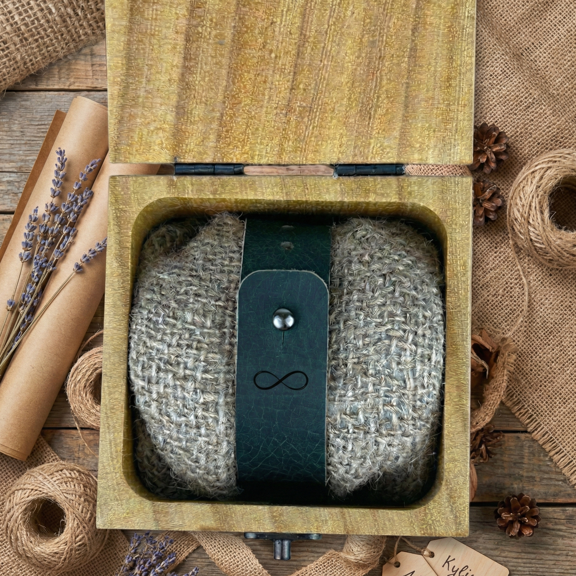 "Sonsuza dek" gibi anlamlı mesajlarla özelleştirilen Svenn Calypso ceviz kol saati.